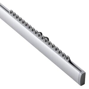 Șină de tavan din aluminiu Premium, simplă, 210 cm, argintie – set complet