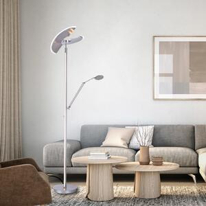 PURE Mutil Lampadar LED, lampă de lectură, argintiu, reglabil, Gri, Camera de zi / sufragerie, Metal, Modern, Lumină de lectură