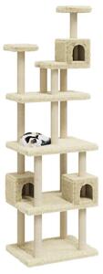 Ansamblu pisici cu stâlpi din funie de sisal, crem, 188 cm