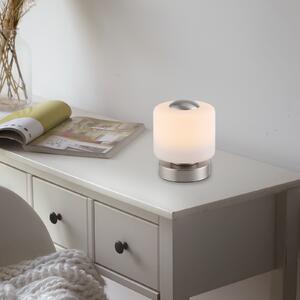 Paul Neuhaus Lampă de masă cu LED Bota, culoare oțel, sticlă, dimabil, reglabil, Metalic, Camera de zi / sufragerie, Metal, Modern