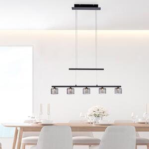 Paul Neuhaus Hydra lampă suspendată LED, negru, sticlă, 80 cm, Negru, Camera de zi / sufragerie, Sticlă, Modern