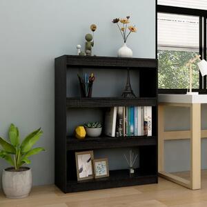 Bibliotecă/Separator cameră, negru, 100x30x103 cm, lemn de pin