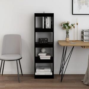 Bibliotecă/Separator cameră, negru, 40x30x135,5 cm, lemn de pin