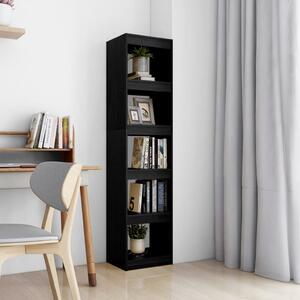 Bibliotecă/Separator cameră negru 40x30x167,5 cm lemn masiv pin