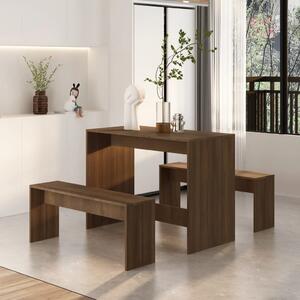 Set mobilier de bucătărie, 3 piese, maro, stejar, PAL