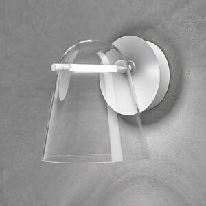 Prandina Sino W3 aplică perete LED transp./alb mat, Alb, Camera de zi / sufragerie, Sticlă, Modern