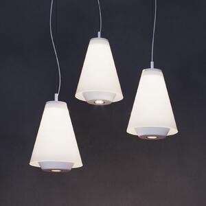 Prandina Shuttle lampă pendul alb, sticlă opal, reglabil, Alb, Camera de zi / sufragerie, Metal, Design