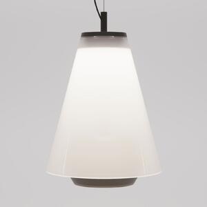Prandina Shuttle lampă pendul negru, sticlă opal, reglabil, Negru, Camera de zi / sufragerie, Metal, Design