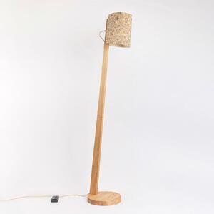 Almut von Wildheim ALMUT 1411 lampă de podea cilindrică Ø30cm pajiște, reglabil, Lemn, Camera de zi / sufragerie, Lemn, Casă de țară / Rustic