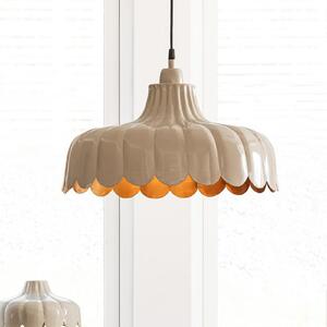 PR Home Lampă suspendată Wells, bej/galben, Ø 43 cm, metal, reglabil, Bej, Camera de zi / sufragerie, Metal