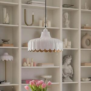 PR Home Lampă suspendată Wells, alb / auriu, Ø 43 cm, metal, reglabil, Alb, Camera de zi / sufragerie, Metal, Scandinavă