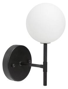 PR Home Sigma S aplică de perete, negru/opal, 1 bec 25 cm sticlă, reglabil, Negru, Camera de zi / sufragerie, Metal, glob