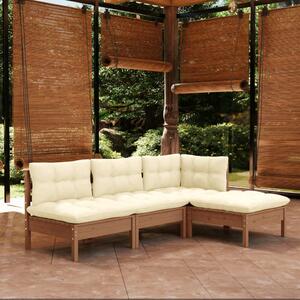 Set mobilier grădină cu perne, 4 piese, maro miere, lemn de pin