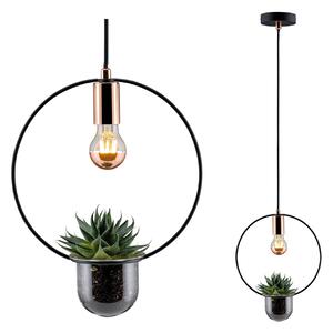 Paulmann lampă pendul Tasja cu ghiveci plante, reglabil, Negru, Camera de zi / sufragerie, Metal, Modern