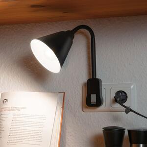Paulmann Junus lumină de priză cu braț flexibil, negru, Negru, Camera de zi / sufragerie, Metal, Modern