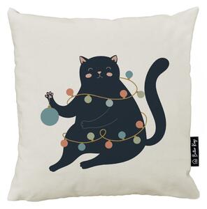 Față de pernă 45x45 cm cu model de Crăciun Festive Cat – Butter Kings