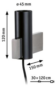 Paulmann Aik aplică de perete cu cablu și ștecher, Negru, Camera de zi / sufragerie, Metal, Modern