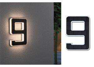 Paulmann număr LED solar de casă 9, Negru, Plastic, Modern