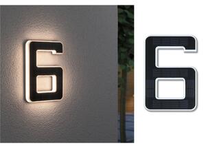 Paulmann număr LED solar de casă 6, Negru, Plastic, Modern