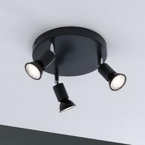Paulmann Carolina spot tavan, 3 becuri IP44, reglabil, Negru, Camera de zi / sufragerie, Metal, Modern