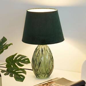 Pauleen Crystal Velvet lampă masă, picior sticlă, Verde, Camera de zi / sufragerie, Sticlă, Modern