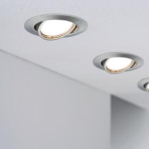 Paulmann Base spot încastrat LED set 3x, fier, Metalic, Camera de zi / sufragerie, Metal, Modern, Corpuri de iluminat încastrate rotunde