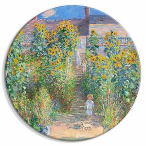 Tablou rotund - Claude Monet’s Garden at Vétheuil - Farmhouse With Sunflowers