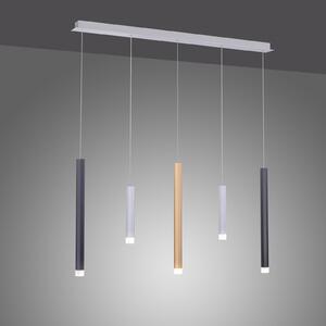 PURE Gemin lampă pendul LED 5 becuri mix, reglabil, Camera de zi / sufragerie, Metal, Modern