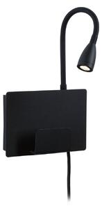 Lampă de perete Paulmann, Halina USB, Negru, dormitor, Metal, Modern