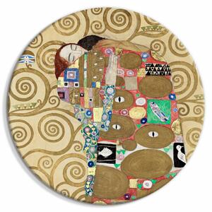 Tablou rotund - The Fulfillment of Gustav Klimt - An Abstract Portrait of a Couple in an Embrace