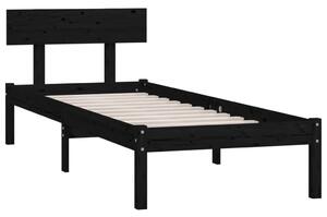 Cadru de pat single, negru, 90x190 cm, lemn masiv de pin