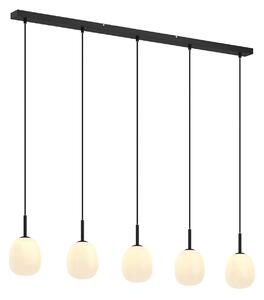 Lustră Pendul Lindby, Etiena, reglabil, Negru, Bucătărie, Sticlă, Modern