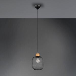 Reality Leuchten Lampă susp. Calimero aspect colivie 1 bec Ø 18 cm, reglabil, Negru, Camera de zi / sufragerie, Metal, Modern