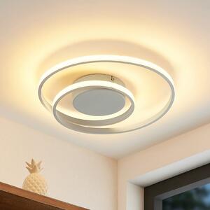 Lindby plafonieră LED Emisua, alb, CCT, dimabil, reglabil, Alb, Camera de zi / sufragerie, Aluminiu, Modern