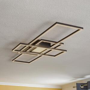 Lindby Ismera Plafonieră cu LED 3 rame, antracit, reglabil, Negru, Camera de zi / sufragerie, Metal, Modern