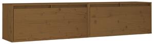 Dulapuri perete 2 buc, maro miere, 80x30x35 cm, lemn masiv pin