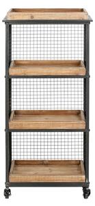Raft organizator cu roti, din metal si MDF, 4 rafturi, Trolley