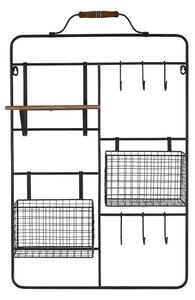 Raft de perete din metal si mesteacan, 2 cosuri, Reserve