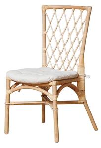Scaun dining bej din rattan cu perna Crosses