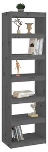 Bibliotecă/Separator cameră gri 60x30x199,5 cm lemn masiv pin