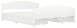 Cadru de pat cu 4 sertare, alb, 160x200 cm, lemn masiv de pin