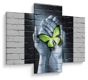 Tablou - Fluture verde în perete (90x60 cm)