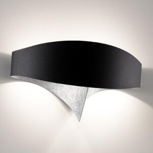 Selène Lampă de perete Scudo LED cu frunze argint, Negru, Hol, Metal, Design