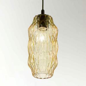 Selène Lampă suspendată Origami din sticlă, chihlimbar, reglabil, Galben, Camera de zi / sufragerie, Sticlă, Design