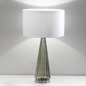 Selène Lampă de masă Costa Rica abajur alb, picior gri, Alb, Camera de zi / sufragerie, Țesătură / Textil, Design