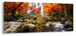 Tablou - Cascade în peisaj de toamnă, portocaliu (120x50 cm)