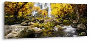 Tablou - Cascade în peisaj de toamnă, galben (120x50 cm)