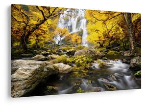 Tablou - Cascade în peisaj de toamnă, galben (90x60 cm)