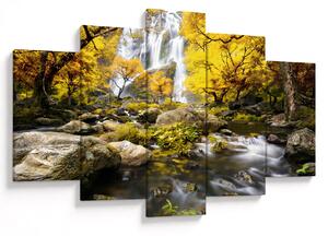 Tablou - Cascade în peisaj de toamnă, galben (150x105 cm)