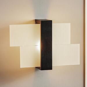 SOLLUX LIGHTING Aplică de perete Shifted 1, sticlă și lemn wenge, reglabil, Lemn, Camera de zi / sufragerie, Sticlă, Modern